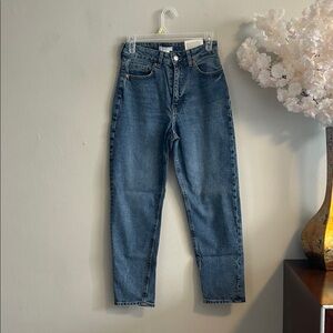 H&M Women's Mom Jeans High Waist Straight Leg In Blue